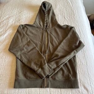 Brandy Melville Olive Zip-Up Hoodie